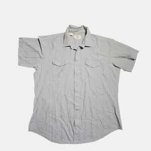 Vintage Tem‎ Tex Striped Pearl Snap Western Shirt 2XL Extra Long Tail Rockabilly